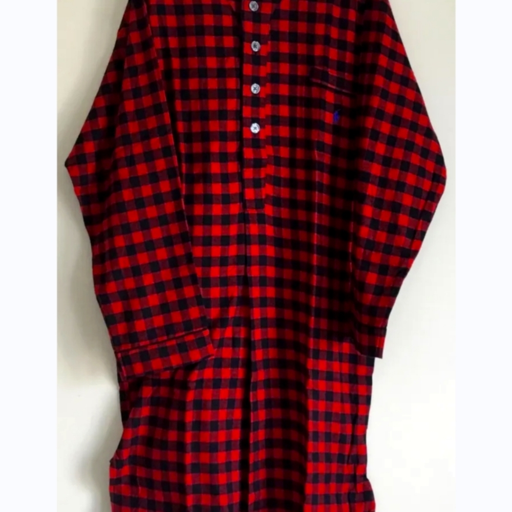 Ralph Lauren Flannel Buffalo plaid Long Gown pajama Shirt.